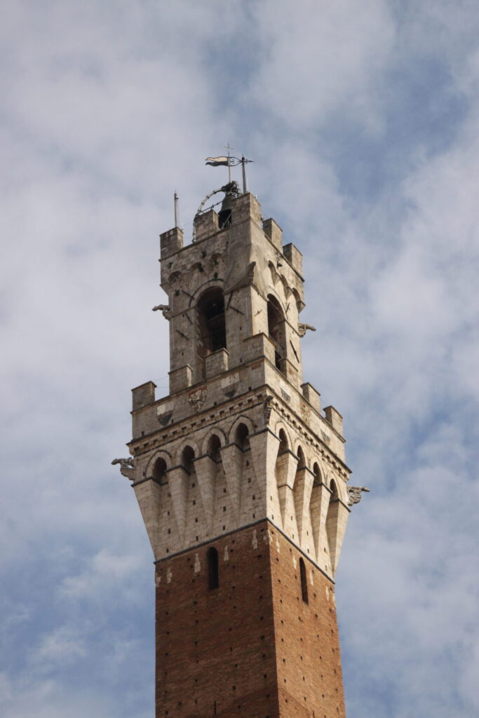 De Torre del Mangia boven het historische centrum van Siena in Toscane
